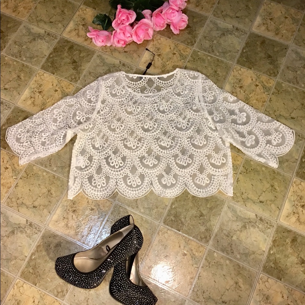 NEW! “RIVA WOMEN” SEE THRU HALF TOP - Picture 3 of 8